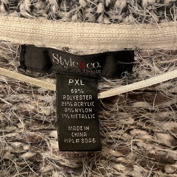 Petite XL Style & Co gray, white and sparkles fuzzy sweater - NWT - Picture 3 of 4